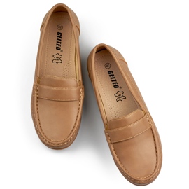 Dark beige comfortable women's moccasins 1