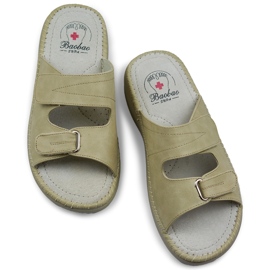 Women's Velcro flip-flops, comfortable Velcro flip-flops beige 1