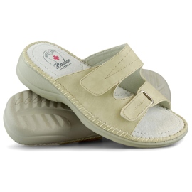 Women's Velcro flip-flops, comfortable Velcro flip-flops beige 2