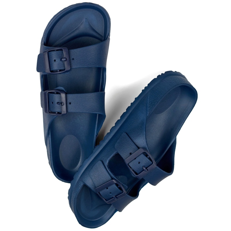 Navy blue flip-flops with two buckles 1 Navy blue flip-flops with two buckles 1