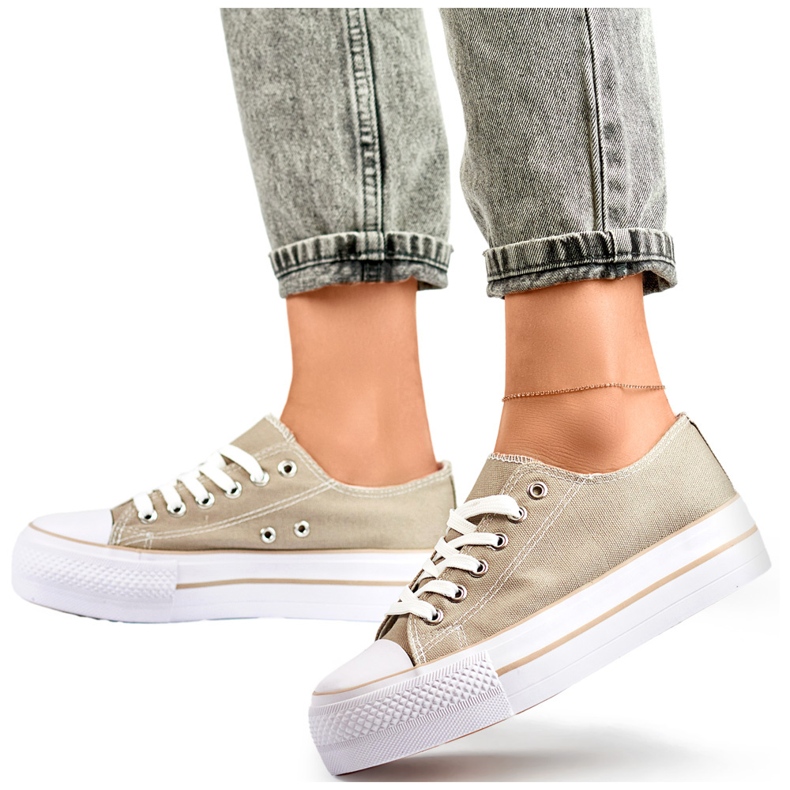 Gray women's sneakers with a thick sole grey 1