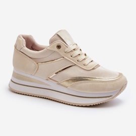 Women's Sports Shoes, Platform Sneakers, Beige Atnarama 1