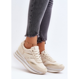 Women's Sports Shoes, Platform Sneakers, Beige Atnarama 2