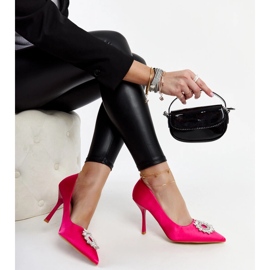 Pink high heels with a satin finish and rhinestones by Susegana 1 Pink high heels with a satin finish and rhinestones by Susegana 1