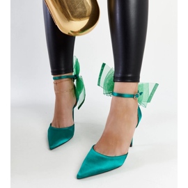 Green high heels with a bow by Ilaysa 1