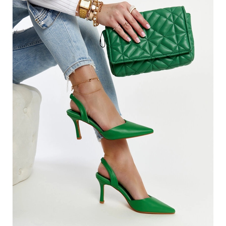 Green open heel Fontanile high heels 1