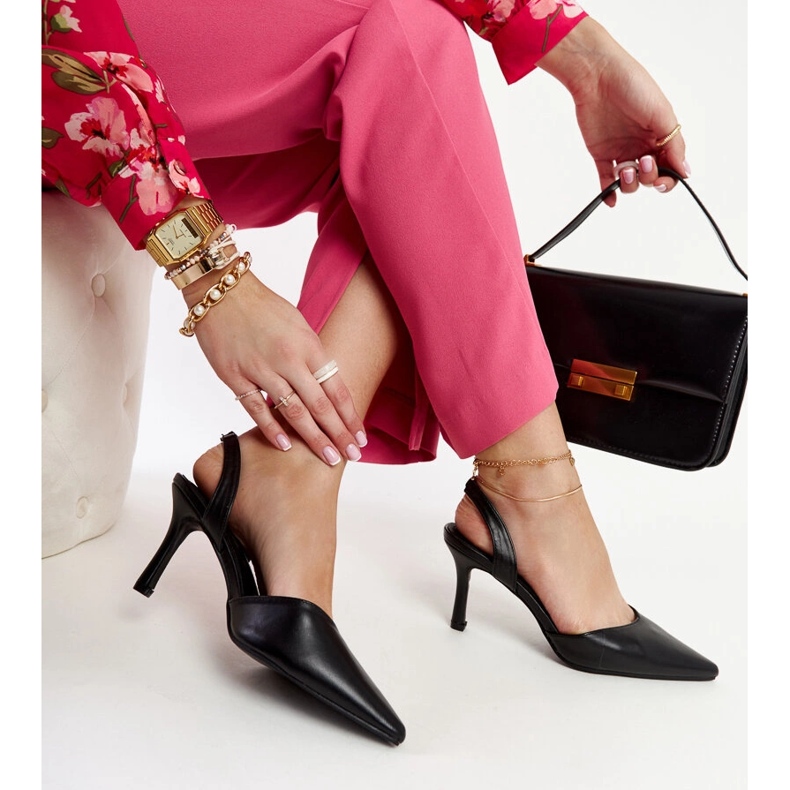 Black Fontanile open heel pumps 1