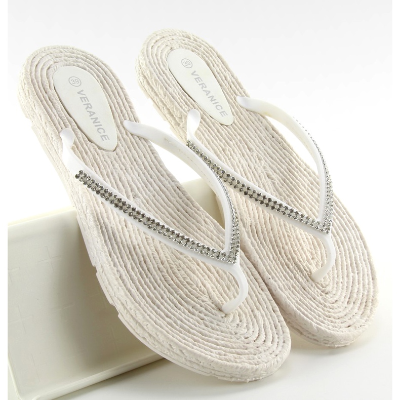 Rubber flip-flops like espadrilles ls069 white 2