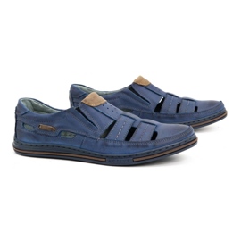 Polbut Men's openwork shoes 06 for summer - navy blue and brown 2