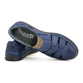 Polbut Men's openwork shoes 06 for summer - navy blue and brown 3