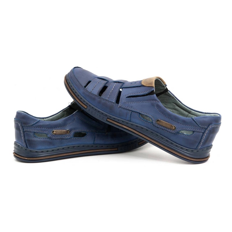 Polbut Men's openwork shoes 06 for summer - navy blue and brown 4 Polbut Men's openwork shoes 06 for summer - navy blue and brown 4