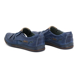 Polbut Men's openwork shoes 06 for summer - navy blue and brown 5