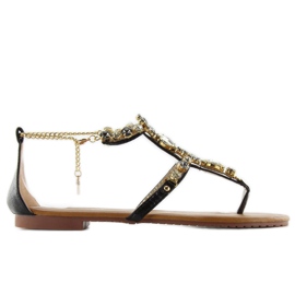 Sandals with an ankle chain JH37 Black 1