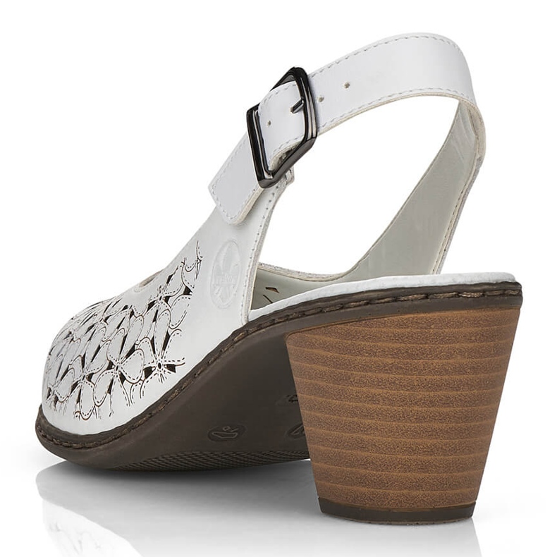 Openwork sandals Women's Leather Full White Rieker 40981-80 White 1
