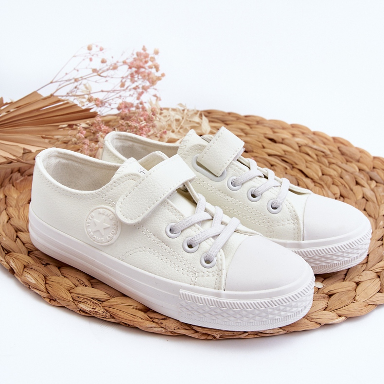 Leather Children's Velcro Sneakers White Delmara 1 Leather Children's Velcro Sneakers White Delmara 1
