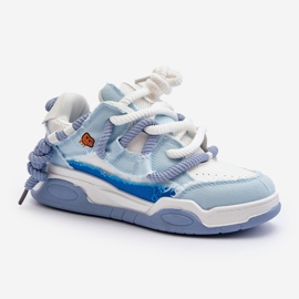 Women's Sneakers With Thick Lacing, Blue Miatora 1