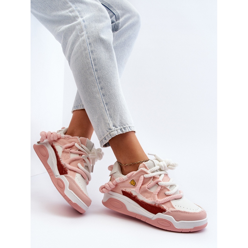 Women's Sneakers With Thick Lacing Pink Miatora 1