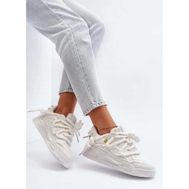 Women's Sneakers With Thick Lacing White Miatora 1