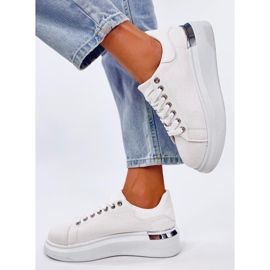 White canvas wedge sneakers 1