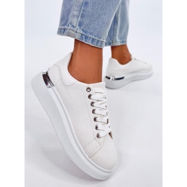 White canvas wedge sneakers 2