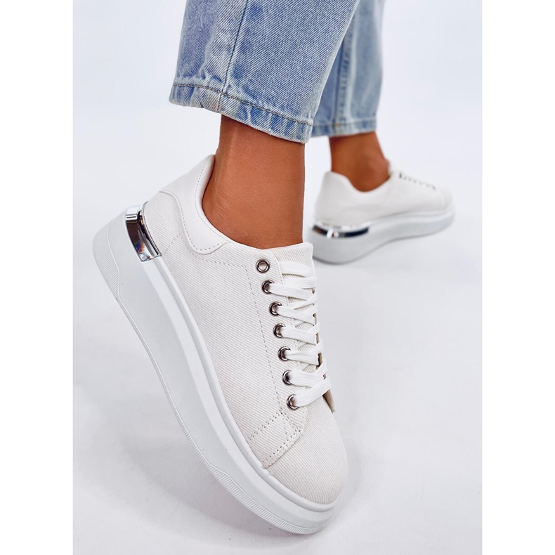 White canvas wedge sneakers 2