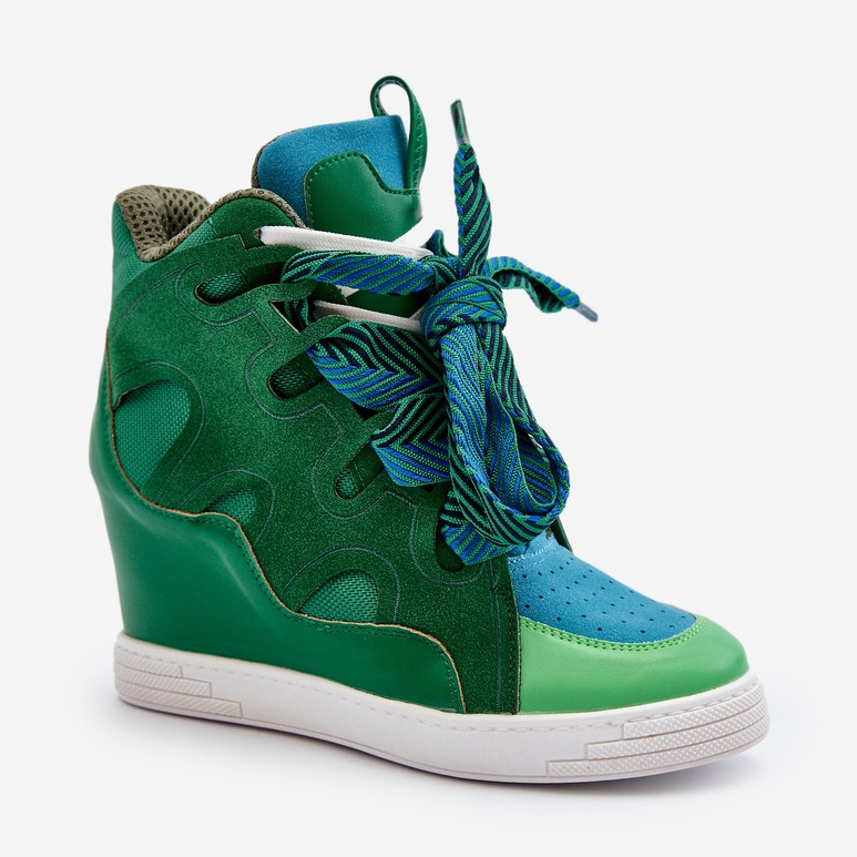 Women's Wedge Sneakers Green Leoppa 2