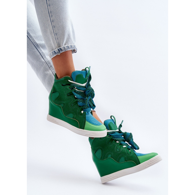 Women's Wedge Sneakers Green Leoppa 1