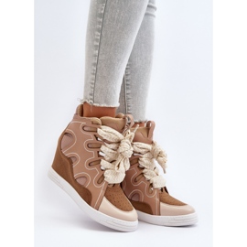 Women's Wedge Sneakers Beige Leoppa 2