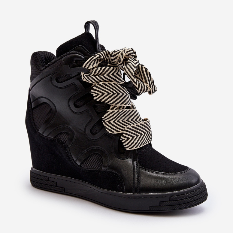 Women's Wedge Sneakers Black Leoppa 2