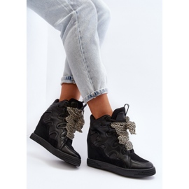 Women's Wedge Sneakers Black Leoppa 1