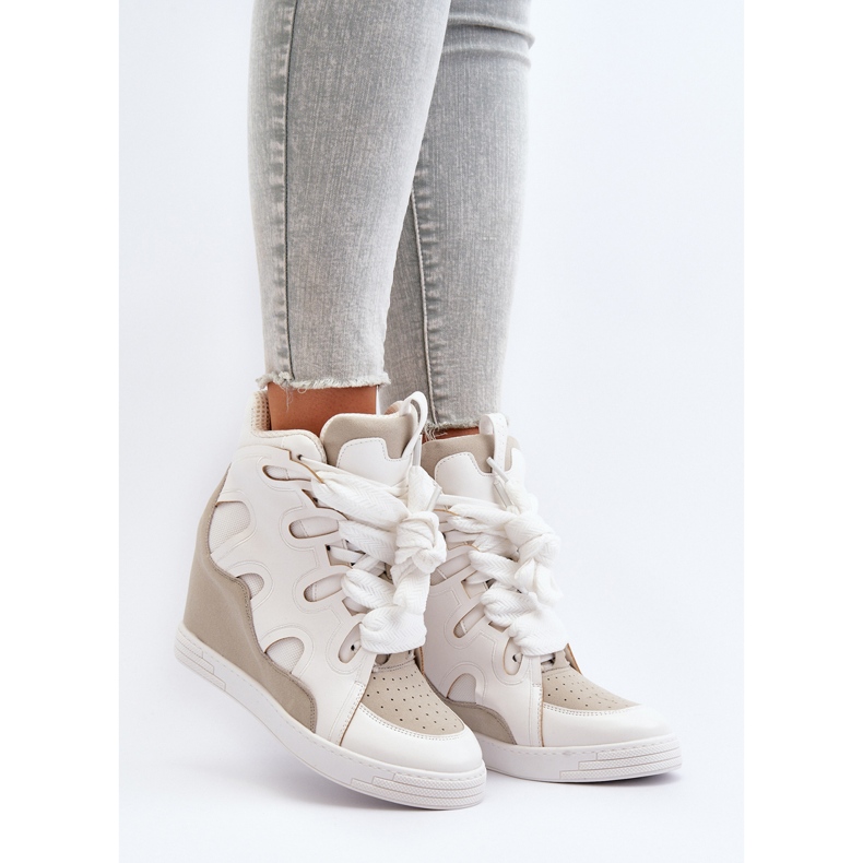 Women's Wedge Sneakers White Leoppa 2