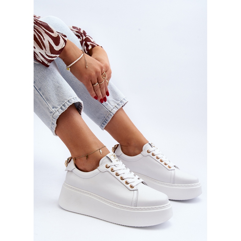 Women's Leather Platform Sneakers CheBello 4367 White 1