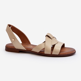 Zazoo 40185 Comfortable Leather Slip-On Sandals, Beige 1