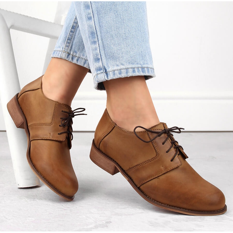Women's brown leather lace-up shoes by Dolce Pietro 1