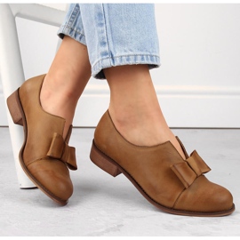 Brown women's leather slip-on shoes by Dolce Pietro 1