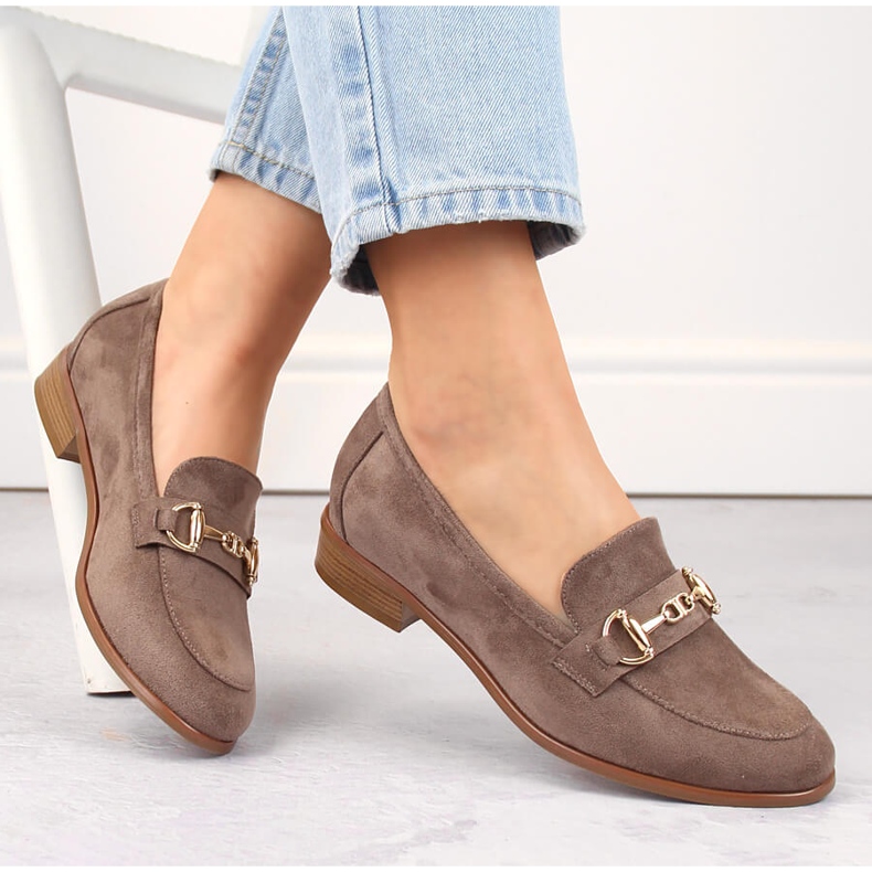 Women's brown suede low-heeled shoes Potocki SZ12300 1