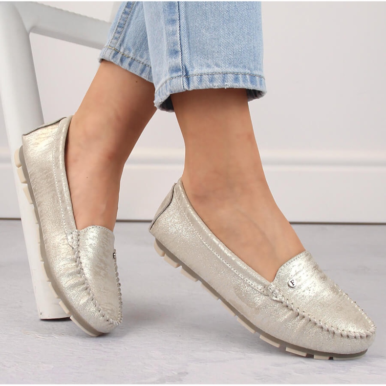 Filippo DP2037/24 GO leather women's slip-on moccasins beige 1