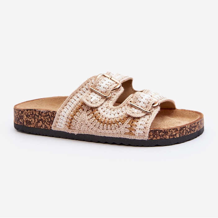 Women's flip-flops with a cork sole, Beige Fannea 2