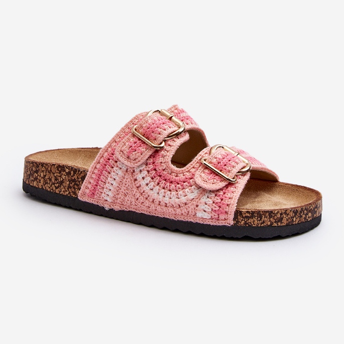 Women's flip-flops with a cork sole, Pink Fannea 1