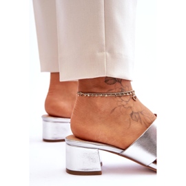 Joia Classic Leather Slippers with a Low Heel, Silver 3