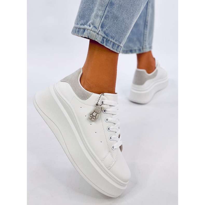 Liezel Gray wedge sneakers with a pendant white 1