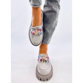 Stefani Gray beaded platform loafers grey 1