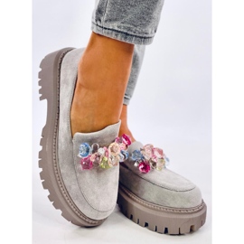 Stefani Gray beaded platform loafers grey 2