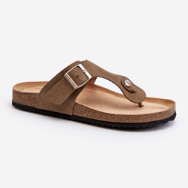 Women's flip-flops with a cork, dark green, Elina 1