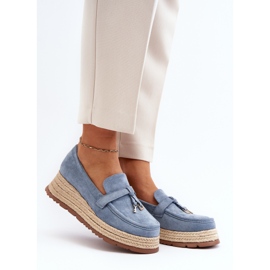 Women's Moccasins with a Braided Sole, Blue Torresia 2