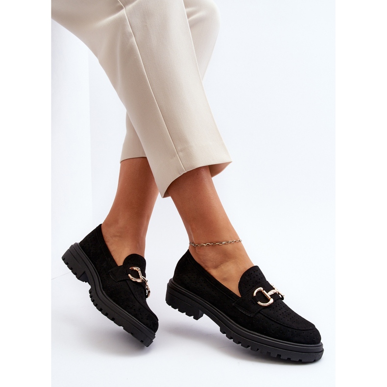 Women's Openwork Moccasins With Decoration, Black Talesse 2