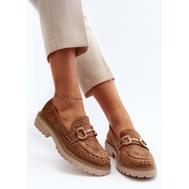 Women's Openwork Moccasins With Camel Talesse Decoration brown 1