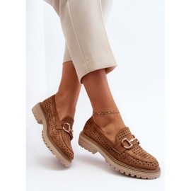 Women's Openwork Moccasins With Camel Talesse Decoration brown 2