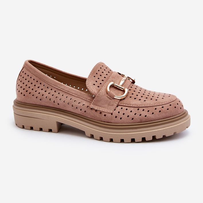 Women's Openwork Moccasins With Decoration, Pink Talesse 2