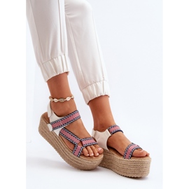 Women's Sandals On a Braided Massive Sole, White Luminea 1 Women's Sandals On a Braided Massive Sole, White Luminea 1